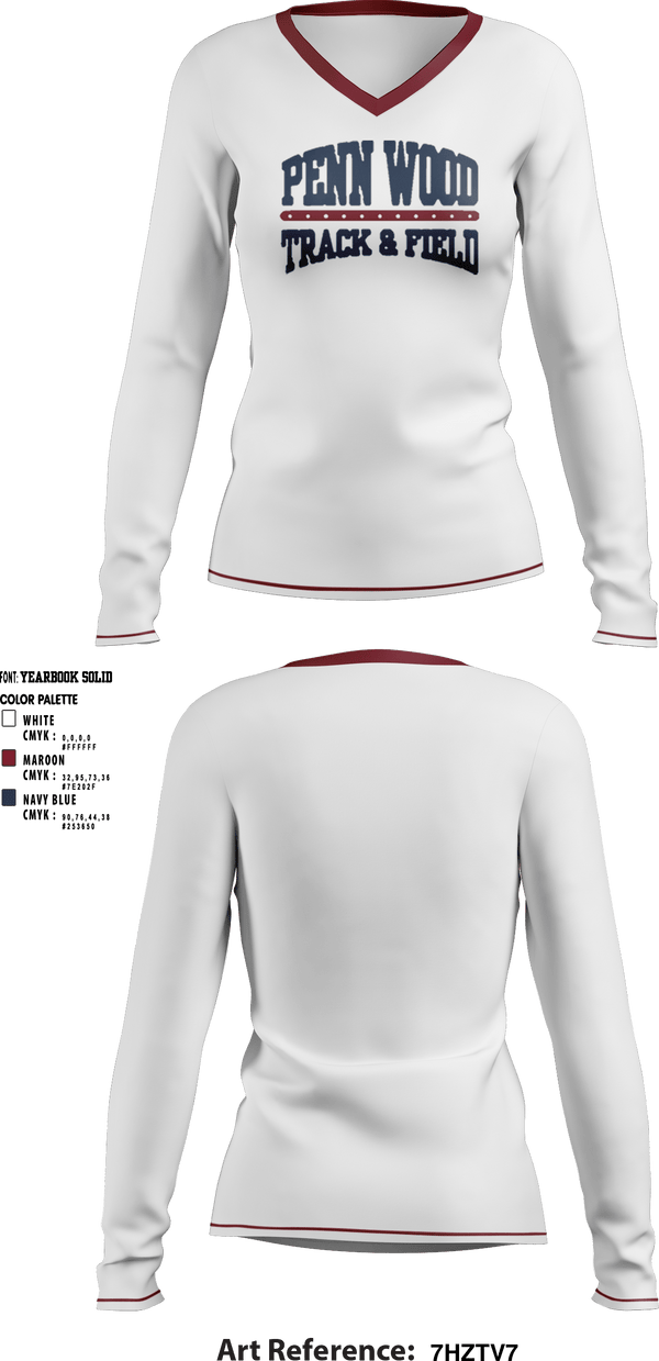 Women's Long Sleeve Vneck Shirt, PENN WOOD Highschool, Track & Field, Teamtime, Team time, sublimation, custom sports apparel, team uniforms, spirit wear, spiritwear, sports uniforms, custom shirts, team store, custom team store, fundraiser sports, apparel fundraiser