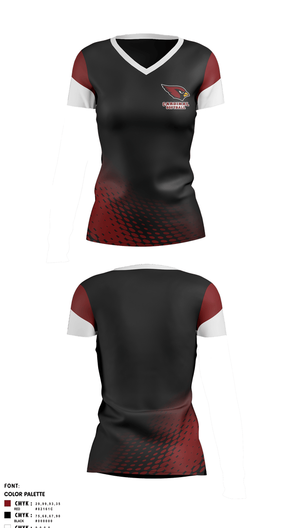 Women's Short Sleeve Vneck Shirt, Pompton Lakes Cardinals, Softball, Teamtime, Team time, sublimation, custom sports apparel, team uniforms, spirit wear, spiritwear, sports uniforms, custom shirts, team store, custom team store, fundraiser sports, apparel fundraiser