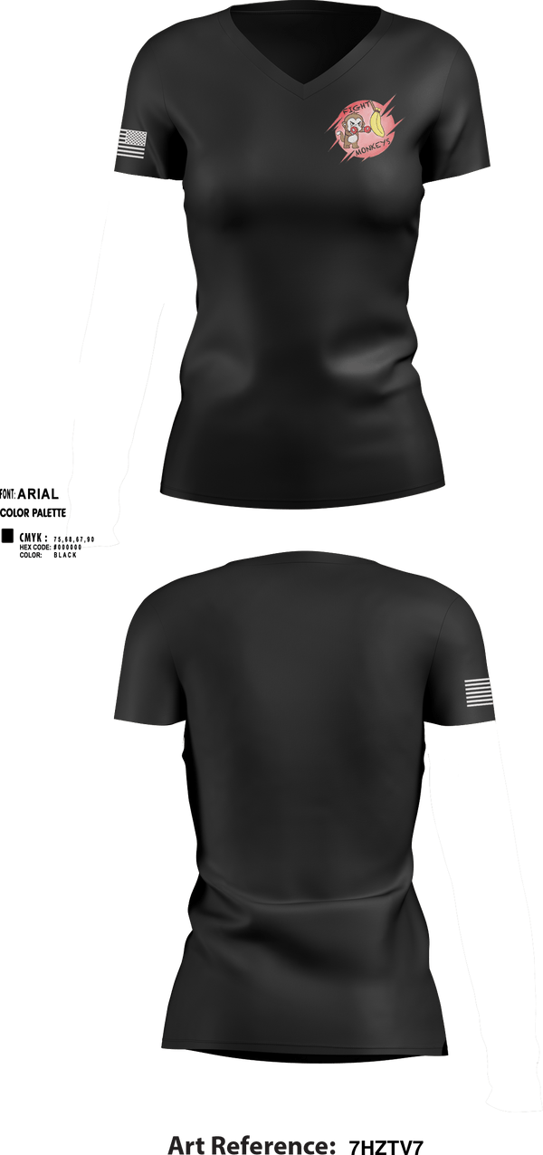 Women's Short Sleeve Vneck Shirt, Fight Monkeys, , Teamtime, Team time, sublimation, custom sports apparel, team uniforms, spirit wear, spiritwear, sports uniforms, custom shirts, team store, custom team store, fundraiser sports, apparel fundraiser