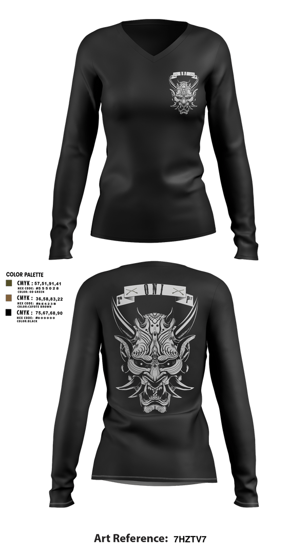 Women's Long Sleeve Vneck Shirt, 2ND PLATOON ONI, Army, Teamtime, Team time, sublimation, custom sports apparel, team uniforms, spirit wear, spiritwear, sports uniforms, custom shirts, team store, custom team store, fundraiser sports, apparel fundraiser