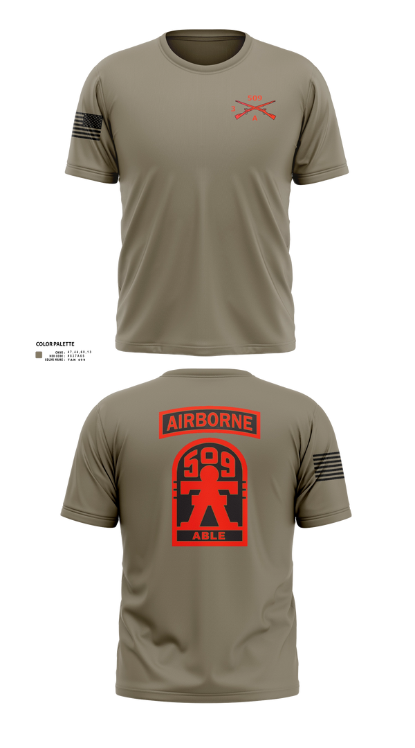 Old School Cotton Feel Shirt, 3-509th Parachute Infantry BN Able Nation, , Teamtime, Team time, sublimation, custom sports apparel, team uniforms, spirit wear, spiritwear, sports uniforms, custom shirts, team store, custom team store, fundraiser sports, apparel fundraiser