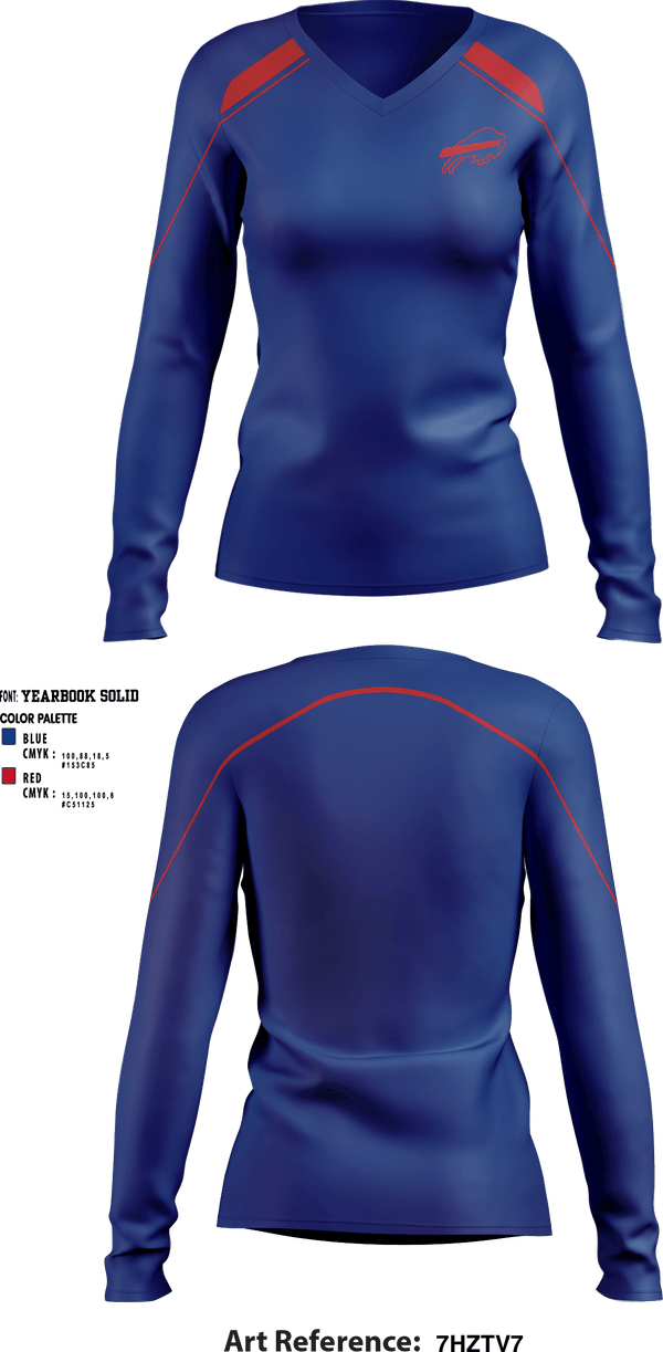 Women's Long Sleeve Vneck Shirt, Keystone Bills Football and Cheer, Football, Teamtime, Team time, sublimation, custom sports apparel, team uniforms, spirit wear, spiritwear, sports uniforms, custom shirts, team store, custom team store, fundraiser sports, apparel fundraiser