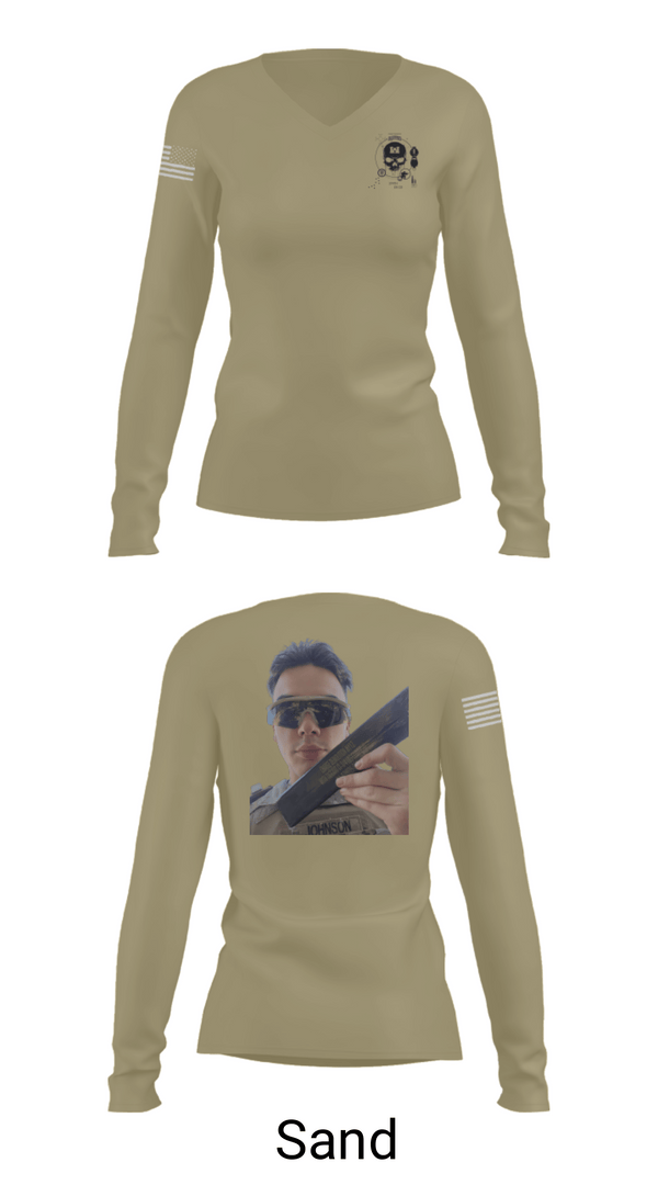 Women's Long Sleeve Vneck Shirt, 374TH CECI, Army, Teamtime, Team time, sublimation, custom sports apparel, team uniforms, spirit wear, spiritwear, sports uniforms, custom shirts, team store, custom team store, fundraiser sports, apparel fundraiser