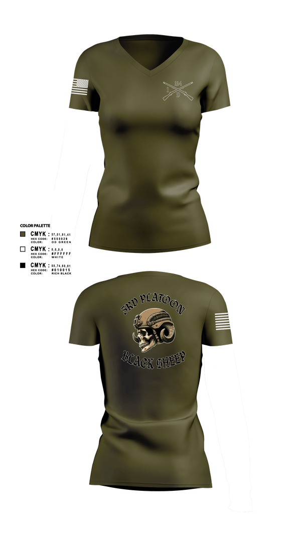 Women's Short Sleeve Vneck Shirt, Delta company 114, Army, Teamtime, Team time, sublimation, custom sports apparel, team uniforms, spirit wear, spiritwear, sports uniforms, custom shirts, team store, custom team store, fundraiser sports, apparel fundraiser