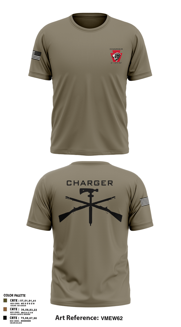 Old School Cotton Feel Shirt, Charger Co. / 2-112th Infantry Battalion, National Guard, Teamtime, Team time, sublimation, custom sports apparel, team uniforms, spirit wear, spiritwear, sports uniforms, custom shirts, team store, custom team store, fundraiser sports, apparel fundraiser