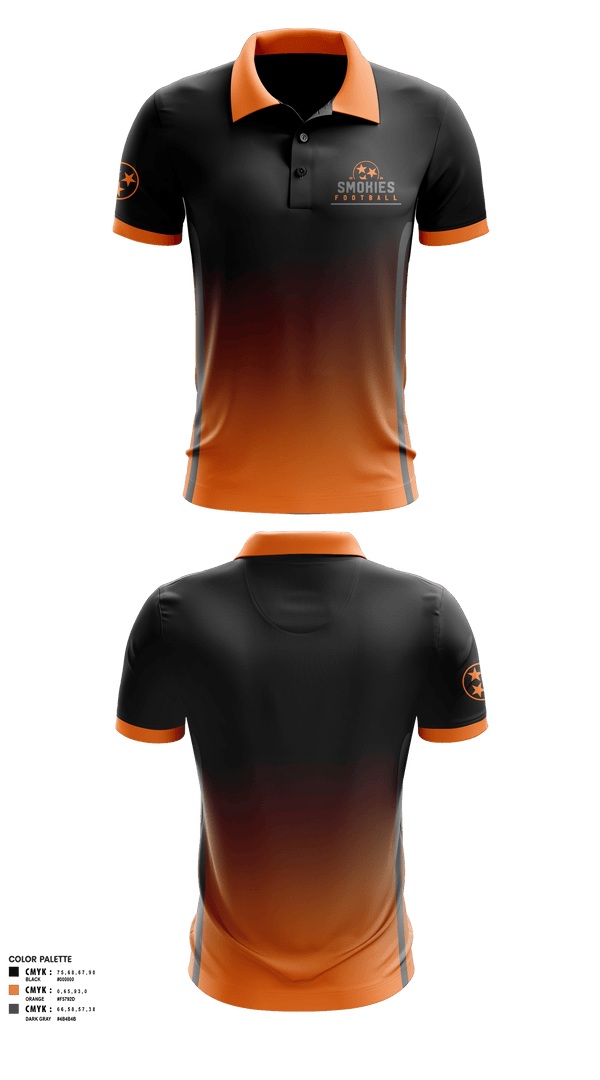 Short Sleeve Performance Polo, Smokies, Football, Teamtime, Team time, sublimation, custom sports apparel, team uniforms, spirit wear, spiritwear, sports uniforms, custom shirts, team store, custom team store, fundraiser sports, apparel fundraiser