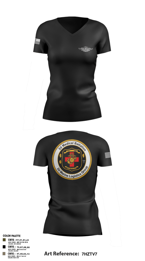Women's Short Sleeve Vneck Shirt, 2D MED BN, 2FSSG, 2MARFORLANT, Navy, Teamtime, Team time, sublimation, custom sports apparel, team uniforms, spirit wear, spiritwear, sports uniforms, custom shirts, team store, custom team store, fundraiser sports, apparel fundraiser