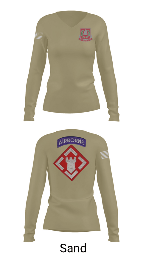 Women's Long Sleeve Vneck Shirt, 37th engineer bn, Army, Teamtime, Team time, sublimation, custom sports apparel, team uniforms, spirit wear, spiritwear, sports uniforms, custom shirts, team store, custom team store, fundraiser sports, apparel fundraiser
