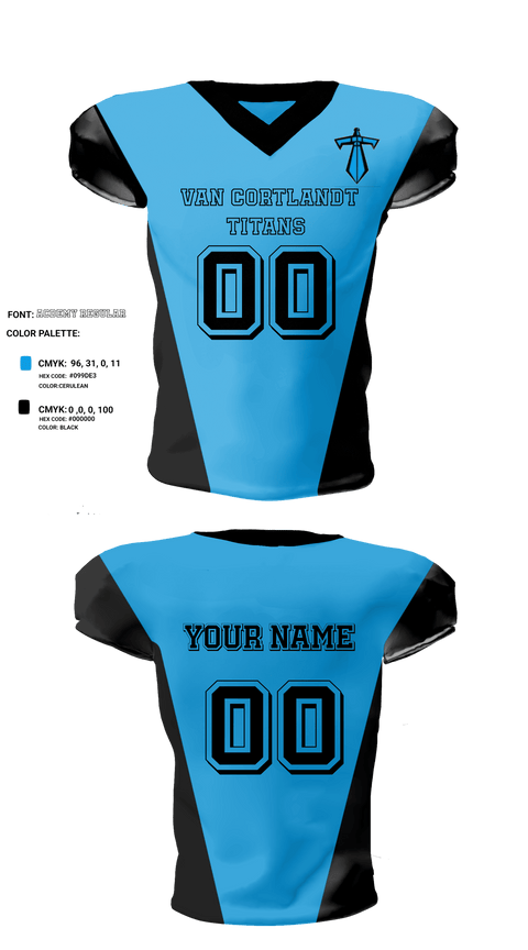 Football Jersey, Van Cortlandt Titans Football, Football, Teamtime, Team time, sublimation, custom sports apparel, team uniforms, spirit wear, spiritwear, sports uniforms, custom shirts, team store, custom team store, fundraiser sports, apparel fundraiser