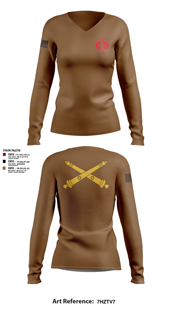Women's Long Sleeve Vneck Shirt, Charlie Battery, 1-119th FA, , Teamtime, Team time, sublimation, custom sports apparel, team uniforms, spirit wear, spiritwear, sports uniforms, custom shirts, team store, custom team store, fundraiser sports, apparel fundraiser