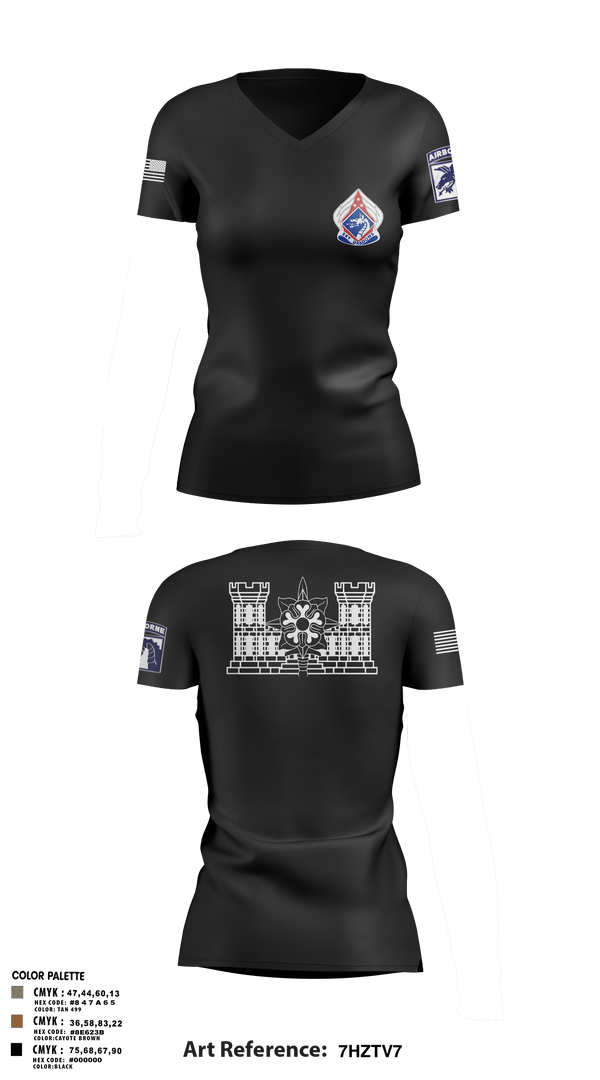Women's Short Sleeve Vneck Shirt, XVIII ABN G2, Army, Teamtime, Team time, sublimation, custom sports apparel, team uniforms, spirit wear, spiritwear, sports uniforms, custom shirts, team store, custom team store, fundraiser sports, apparel fundraiser