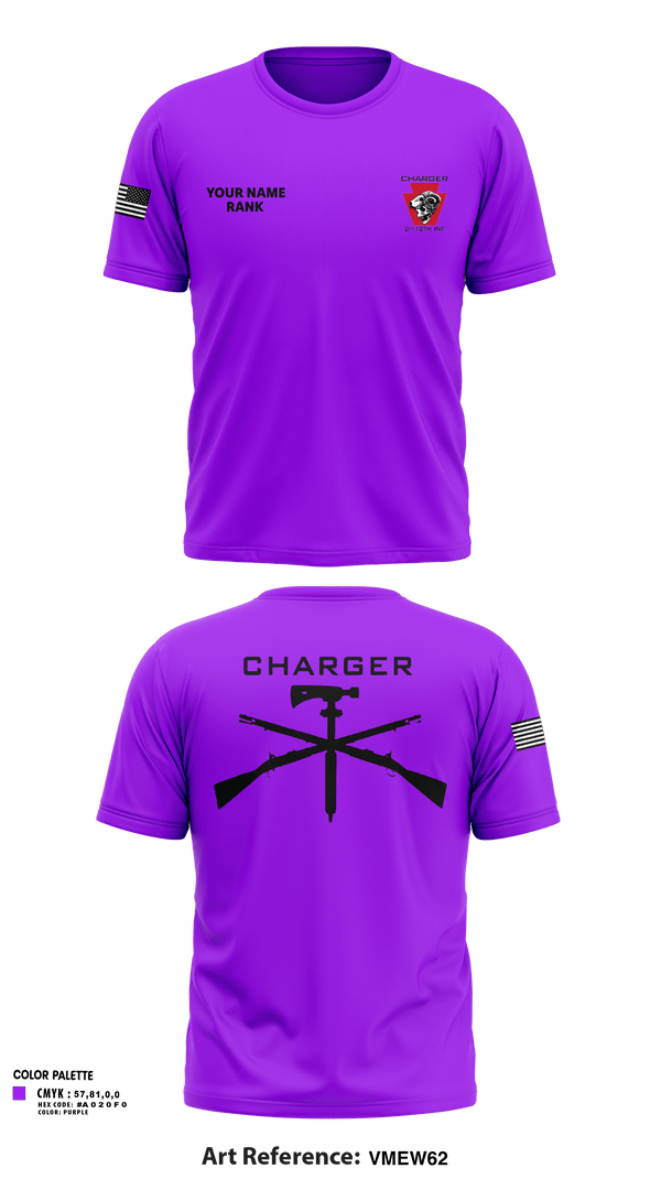 Old School Cotton Feel Shirt, Charger Co. / 2-112th Infantry Battalion, National Guard, Teamtime, Team time, sublimation, custom sports apparel, team uniforms, spirit wear, spiritwear, sports uniforms, custom shirts, team store, custom team store, fundraiser sports, apparel fundraiser