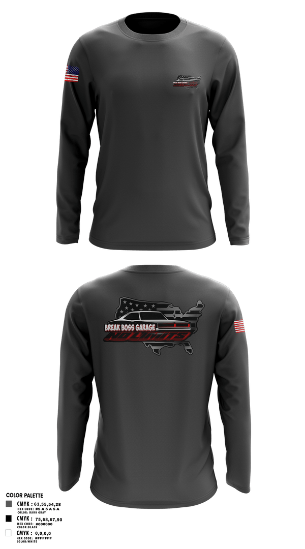 Long Sleeve Performance Shirt, Brake Boss Garage, Marines, Teamtime, Team time, sublimation, custom sports apparel, team uniforms, spirit wear, spiritwear, sports uniforms, custom shirts, team store, custom team store, fundraiser sports, apparel fundraiser