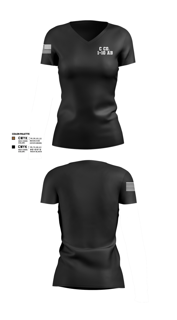 Women's Short Sleeve Vneck Shirt, C Co. 1-10 AB, , Teamtime, Team time, sublimation, custom sports apparel, team uniforms, spirit wear, spiritwear, sports uniforms, custom shirts, team store, custom team store, fundraiser sports, apparel fundraiser