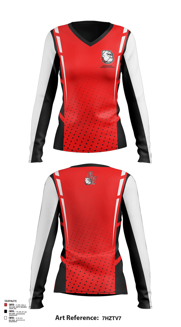 Women's Long Sleeve Vneck Shirt, Old Rochester Regional High School, Spirit Store, Teamtime, Team time, sublimation, custom sports apparel, team uniforms, spirit wear, spiritwear, sports uniforms, custom shirts, team store, custom team store, fundraiser sports, apparel fundraiser