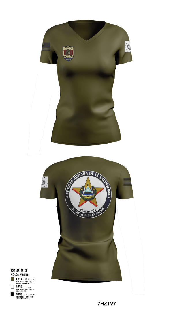Women's Short Sleeve Vneck Shirt, Battallion Nonualco, Army, Teamtime, Team time, sublimation, custom sports apparel, team uniforms, spirit wear, spiritwear, sports uniforms, custom shirts, team store, custom team store, fundraiser sports, apparel fundraiser