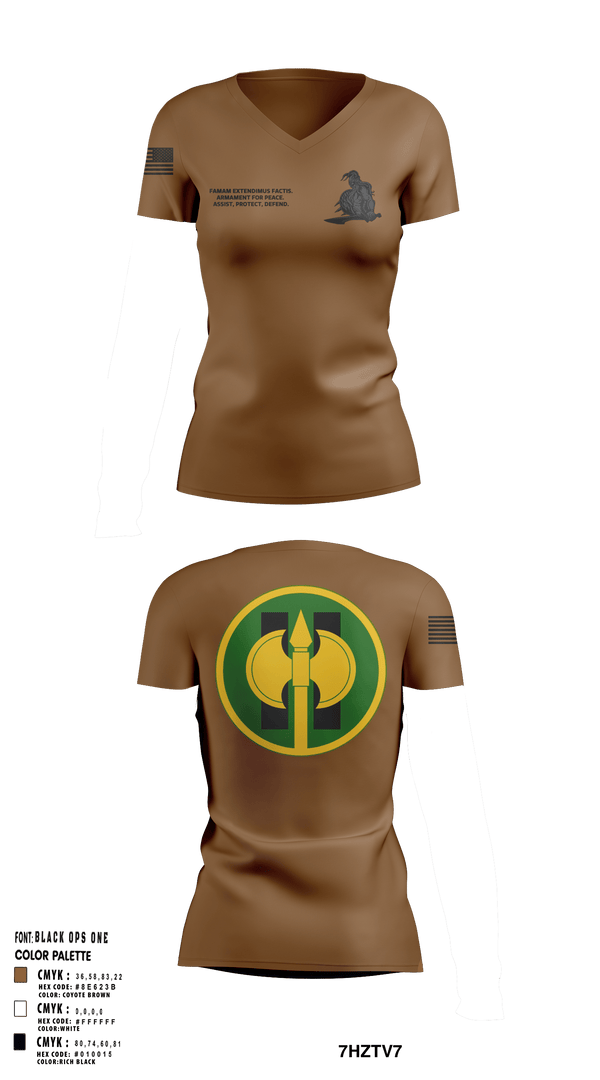 Women's Short Sleeve Vneck Shirt, 11th Military Police Brigade HHC, Army, Teamtime, Team time, sublimation, custom sports apparel, team uniforms, spirit wear, spiritwear, sports uniforms, custom shirts, team store, custom team store, fundraiser sports, apparel fundraiser