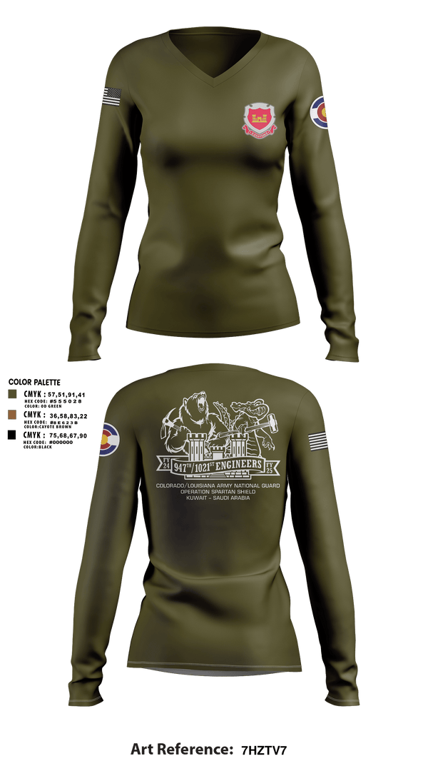 Women's Long Sleeve Vneck Shirt, 947th EVCC, , Teamtime, Team time, sublimation, custom sports apparel, team uniforms, spirit wear, spiritwear, sports uniforms, custom shirts, team store, custom team store, fundraiser sports, apparel fundraiser