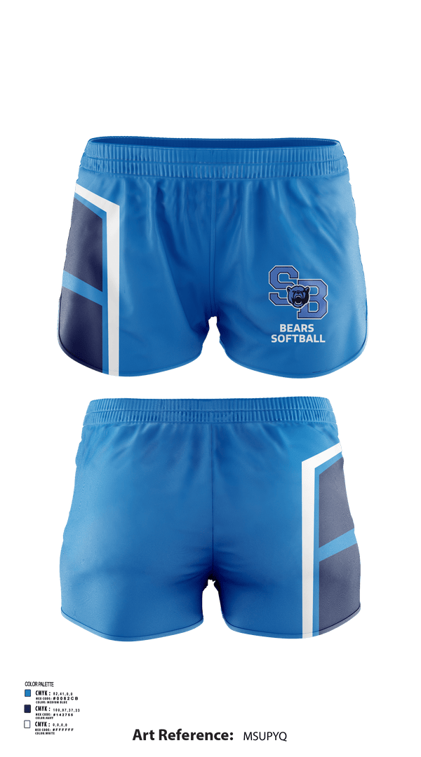 Women's Shorts, Bears, Softball, Teamtime, Team time, sublimation, custom sports apparel, team uniforms, spirit wear, spiritwear, sports uniforms, custom shirts, team store, custom team store, fundraiser sports, apparel fundraiser