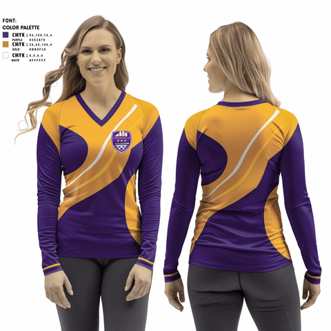 Women's Long Sleeve Vneck Shirt, Louisville Rising Star, Men's Soccer, Teamtime, Team time, sublimation, custom sports apparel, team uniforms, spirit wear, spiritwear, sports uniforms, custom shirts, team store, custom team store, fundraiser sports, apparel fundraiser
