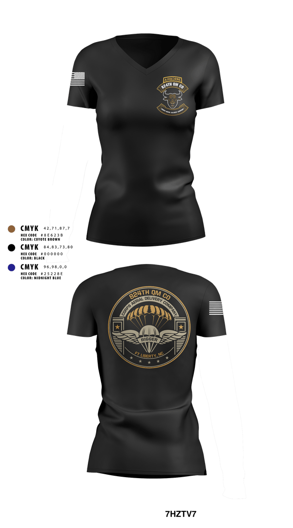 Women's Short Sleeve Vneck Shirt, 824th QM CO (CADC-A), Army, Teamtime, Team time, sublimation, custom sports apparel, team uniforms, spirit wear, spiritwear, sports uniforms, custom shirts, team store, custom team store, fundraiser sports, apparel fundraiser