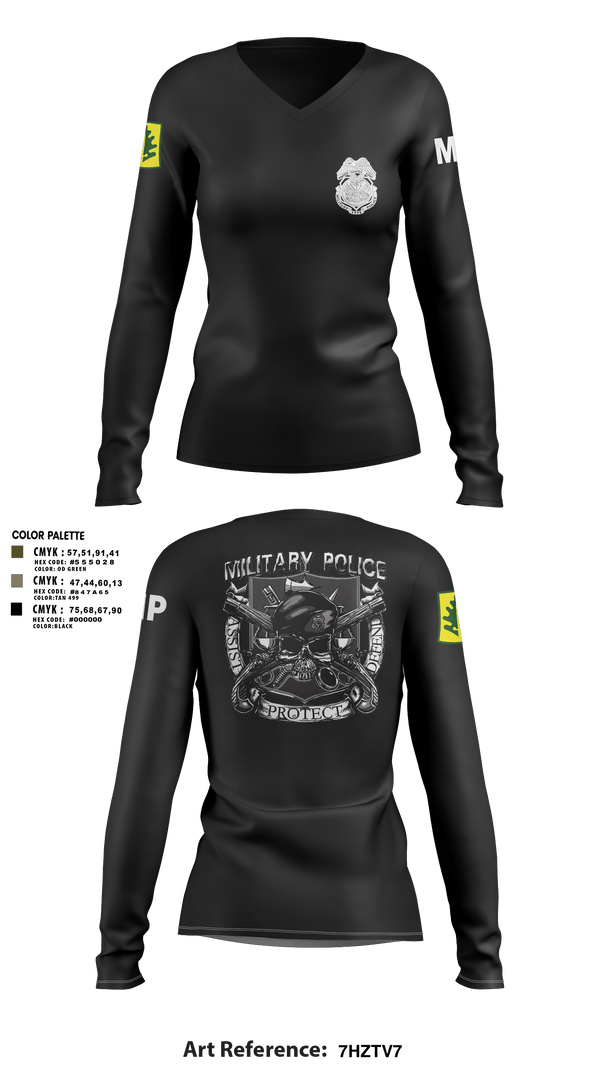 Women's Long Sleeve Vneck Shirt, 307TH Military Police Company, , Teamtime, Team time, sublimation, custom sports apparel, team uniforms, spirit wear, spiritwear, sports uniforms, custom shirts, team store, custom team store, fundraiser sports, apparel fundraiser