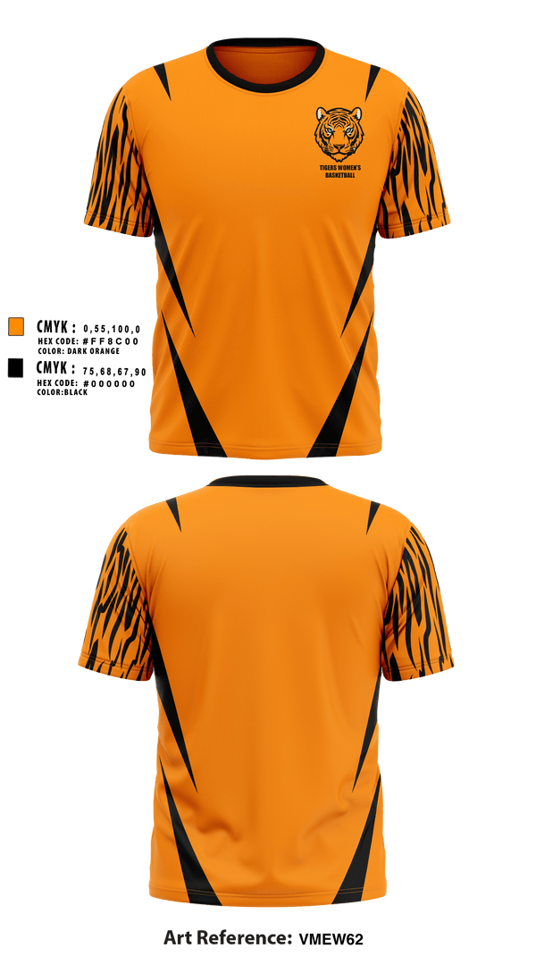 Short Sleeve Performance Shirt, Tigers, Women's Basketball, Teamtime, Team time, sublimation, custom sports apparel, team uniforms, spirit wear, spiritwear, sports uniforms, custom shirts, team store, custom team store, fundraiser sports, apparel fundraiser