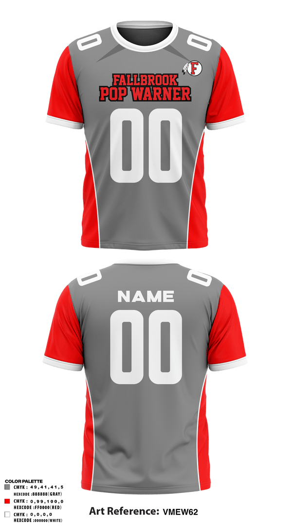 Short Sleeve Performance Shirt, Fallbrook Pop Warner Football League, Football, Teamtime, Team time, sublimation, custom sports apparel, team uniforms, spirit wear, spiritwear, sports uniforms, custom shirts, team store, custom team store, fundraiser sports, apparel fundraiser