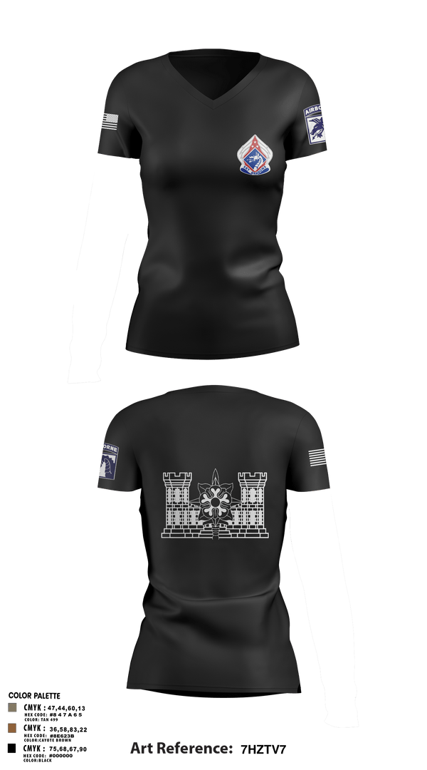 Women's Short Sleeve Vneck Shirt, XVIII ABN G2, Army, Teamtime, Team time, sublimation, custom sports apparel, team uniforms, spirit wear, spiritwear, sports uniforms, custom shirts, team store, custom team store, fundraiser sports, apparel fundraiser