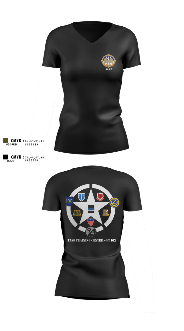 Women's Short Sleeve Vneck Shirt, 80th TC, TTC-Dix, Army, Teamtime, Team time, sublimation, custom sports apparel, team uniforms, spirit wear, spiritwear, sports uniforms, custom shirts, team store, custom team store, fundraiser sports, apparel fundraiser