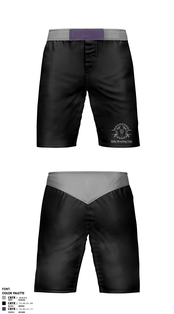 Fight Shorts, Delta Wrestling Club, Wrestling, Teamtime, Team time, sublimation, custom sports apparel, team uniforms, spirit wear, spiritwear, sports uniforms, custom shirts, team store, custom team store, fundraiser sports, apparel fundraiser