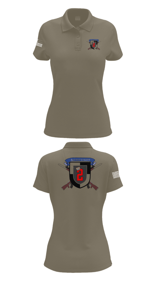Women's Short Sleeve Performance Polo, 2nd Battalion, Army, Teamtime, Team time, sublimation, custom sports apparel, team uniforms, spirit wear, spiritwear, sports uniforms, custom shirts, team store, custom team store, fundraiser sports, apparel fundraiser
