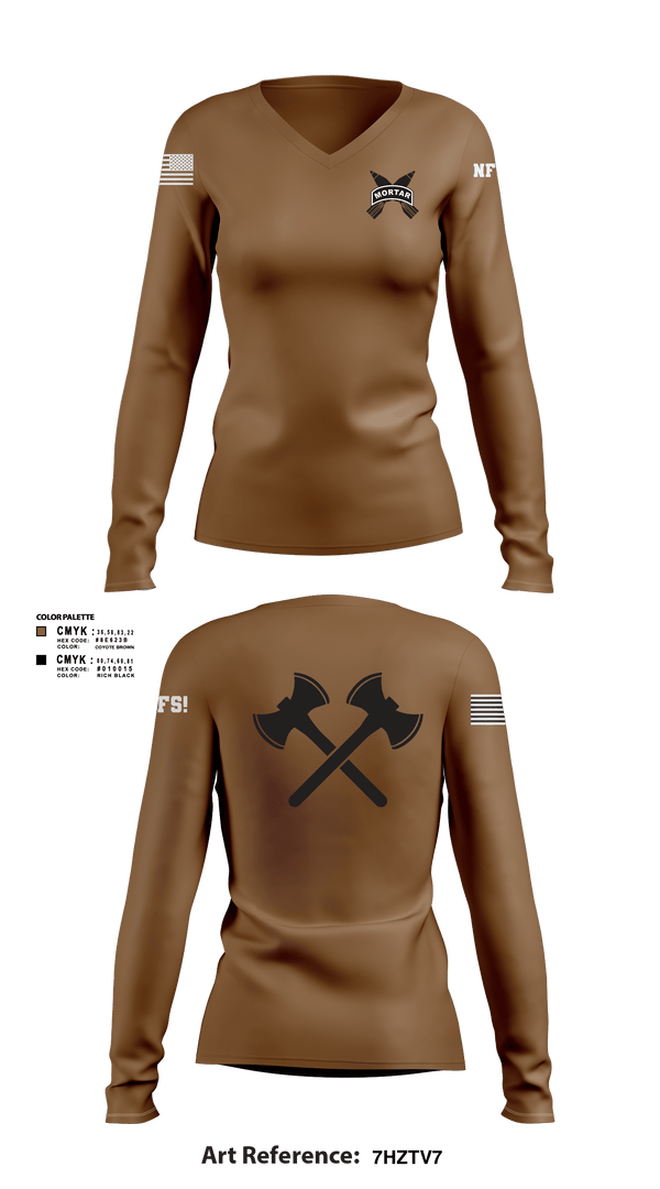 Women's Long Sleeve Vneck Shirt, Mortars, Army, Teamtime, Team time, sublimation, custom sports apparel, team uniforms, spirit wear, spiritwear, sports uniforms, custom shirts, team store, custom team store, fundraiser sports, apparel fundraiser
