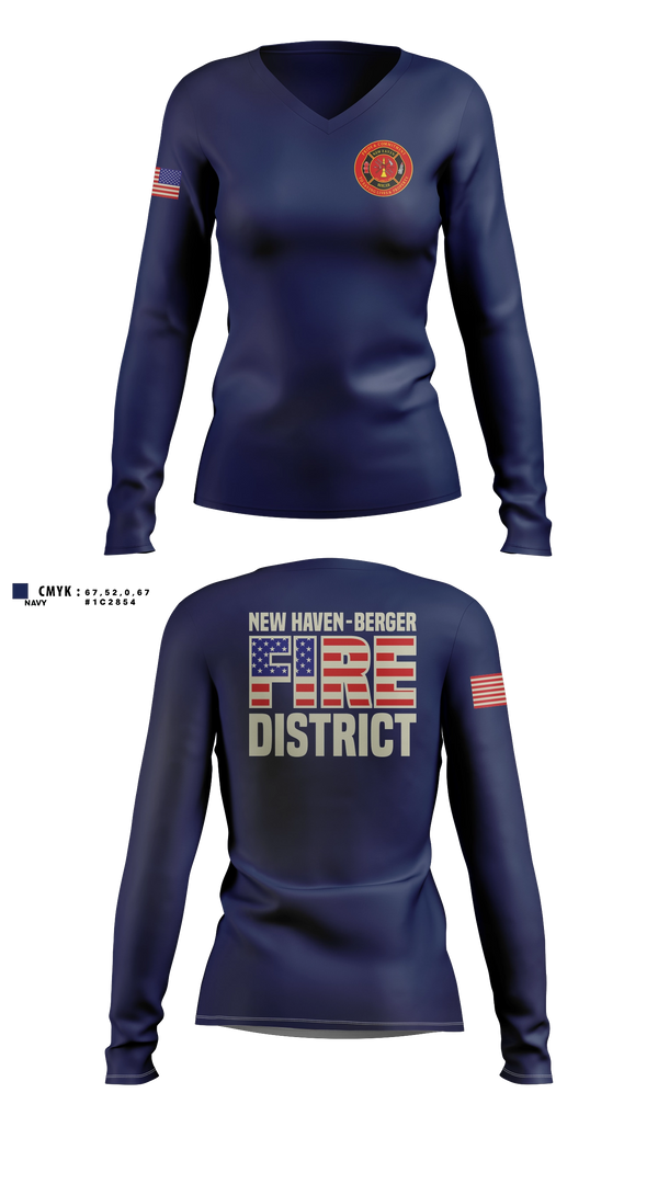NEW HAVEN - BERGER FIRE DISTRICT Women's Long Sleeve V-neck Shirt - 11