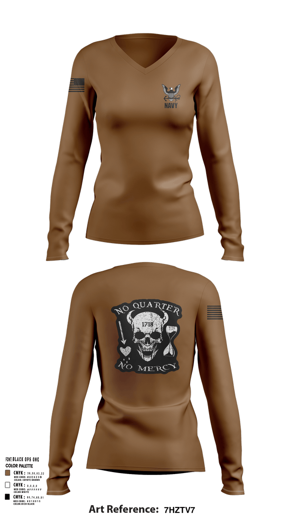 Women's Long Sleeve Vneck Shirt, USS Midway, Navy, Teamtime, Team time, sublimation, custom sports apparel, team uniforms, spirit wear, spiritwear, sports uniforms, custom shirts, team store, custom team store, fundraiser sports, apparel fundraiser