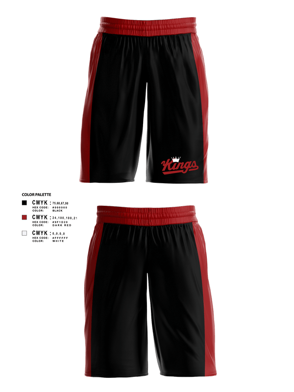 Mens Basketball Shorts, KINGS, Men's Basketball, Teamtime, Team time, sublimation, custom sports apparel, team uniforms, spirit wear, spiritwear, sports uniforms, custom shirts, team store, custom team store, fundraiser sports, apparel fundraiser