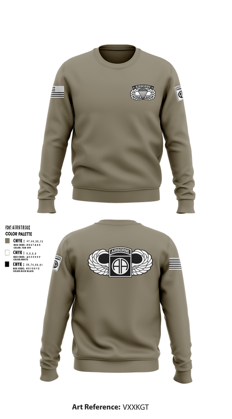 Crew Neck Sweatshirt, 82nd airborne Division, Army, Teamtime, Team time, sublimation, custom sports apparel, team uniforms, spirit wear, spiritwear, sports uniforms, custom shirts, team store, custom team store, fundraiser sports, apparel fundraiser