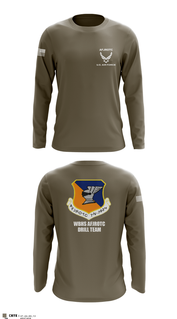 Long Sleeve Performance Shirt, WBHS AFJROTC, Air Force, Teamtime, Team time, sublimation, custom sports apparel, team uniforms, spirit wear, spiritwear, sports uniforms, custom shirts, team store, custom team store, fundraiser sports, apparel fundraiser