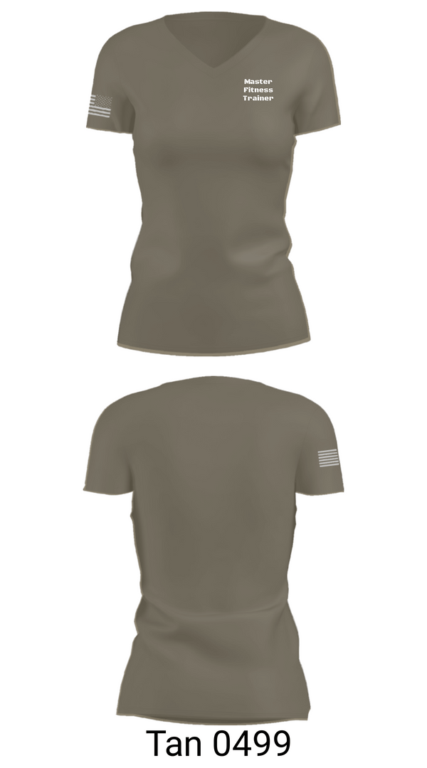 Women's Short Sleeve Vneck Shirt, Master Fitness Trainer, Army, Teamtime, Team time, sublimation, custom sports apparel, team uniforms, spirit wear, spiritwear, sports uniforms, custom shirts, team store, custom team store, fundraiser sports, apparel fundraiser