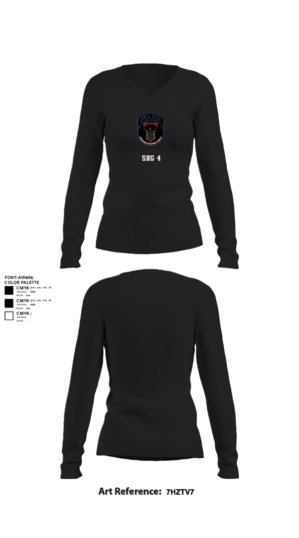 Women's Long Sleeve Vneck Shirt, SRG 4, Police, Teamtime, Team time, sublimation, custom sports apparel, team uniforms, spirit wear, spiritwear, sports uniforms, custom shirts, team store, custom team store, fundraiser sports, apparel fundraiser