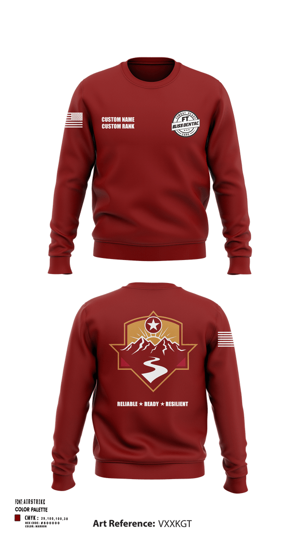 Crew Neck Sweatshirt, Fort Bliss DENTAC, Army, Teamtime, Team time, sublimation, custom sports apparel, team uniforms, spirit wear, spiritwear, sports uniforms, custom shirts, team store, custom team store, fundraiser sports, apparel fundraiser