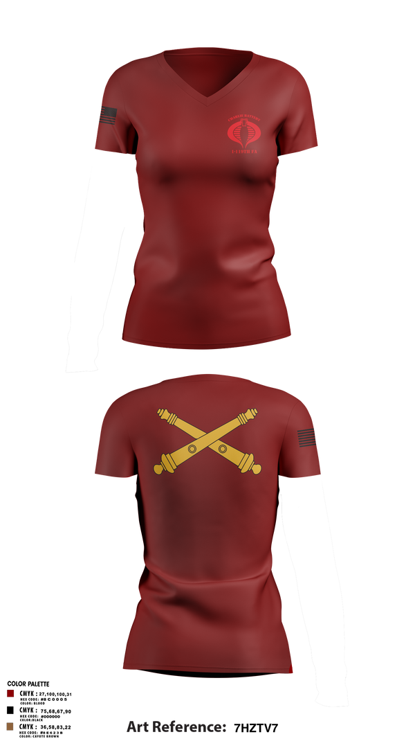 Women's Short Sleeve Vneck Shirt, Charlie Battery, 1-119th FA, , Teamtime, Team time, sublimation, custom sports apparel, team uniforms, spirit wear, spiritwear, sports uniforms, custom shirts, team store, custom team store, fundraiser sports, apparel fundraiser