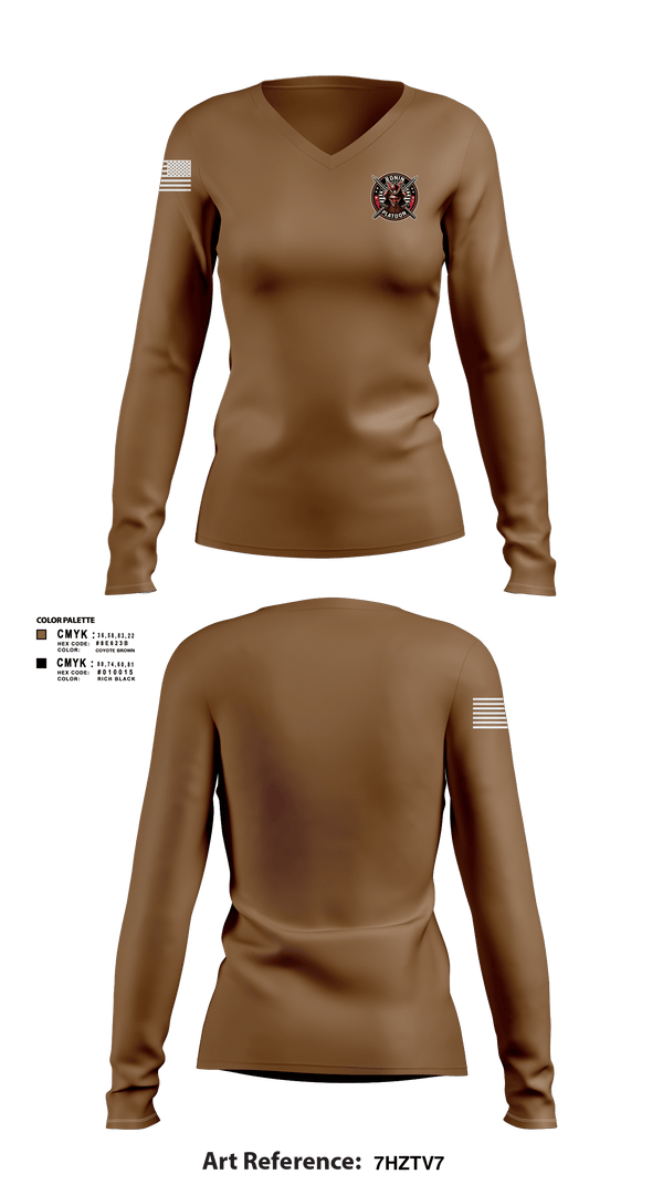 Women's Long Sleeve Vneck Shirt, 4/3 Cavalry Regiment, Army, Teamtime, Team time, sublimation, custom sports apparel, team uniforms, spirit wear, spiritwear, sports uniforms, custom shirts, team store, custom team store, fundraiser sports, apparel fundraiser