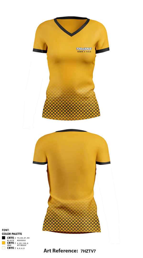Women's Short Sleeve Vneck Shirt, Trojans, Track & Field, Teamtime, Team time, sublimation, custom sports apparel, team uniforms, spirit wear, spiritwear, sports uniforms, custom shirts, team store, custom team store, fundraiser sports, apparel fundraiser