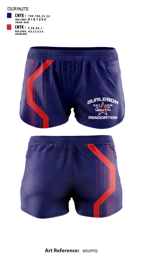 Women's Shorts, Burleson Youth Association, Inc., Spirit Store, Teamtime, Team time, sublimation, custom sports apparel, team uniforms, spirit wear, spiritwear, sports uniforms, custom shirts, team store, custom team store, fundraiser sports, apparel fundraiser