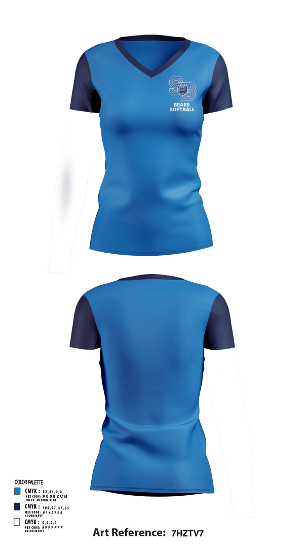 Women's Short Sleeve Vneck Shirt, Bears, Softball, Teamtime, Team time, sublimation, custom sports apparel, team uniforms, spirit wear, spiritwear, sports uniforms, custom shirts, team store, custom team store, fundraiser sports, apparel fundraiser