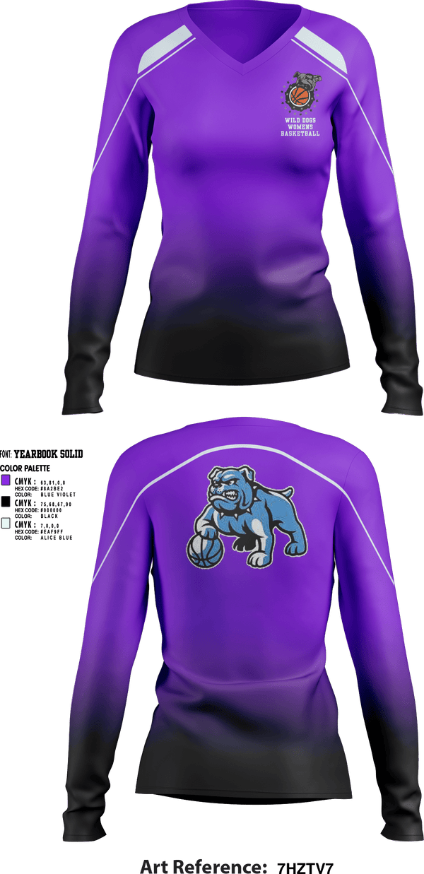 Women's Long Sleeve Vneck Shirt, wild dogs, Women's Basketball, Teamtime, Team time, sublimation, custom sports apparel, team uniforms, spirit wear, spiritwear, sports uniforms, custom shirts, team store, custom team store, fundraiser sports, apparel fundraiser
