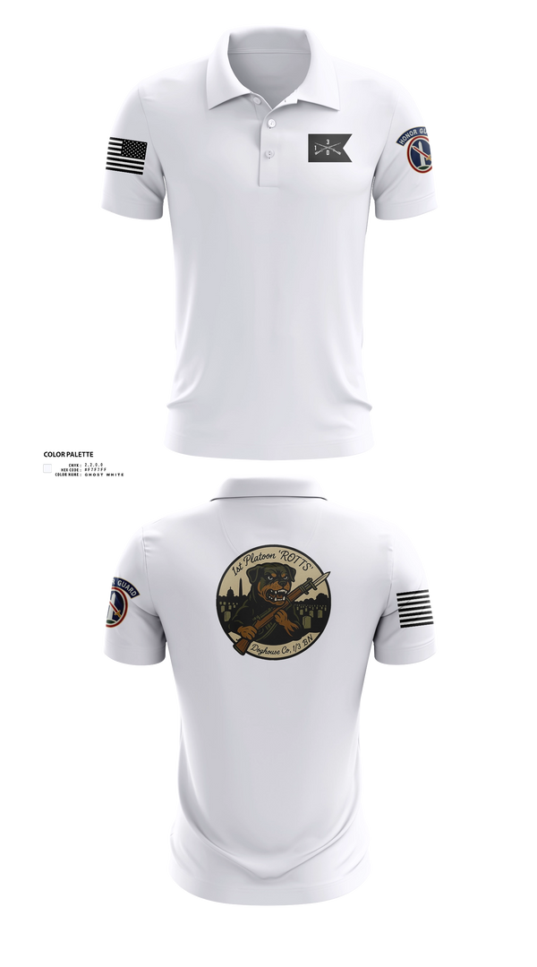 Short Sleeve Performance Polo, Doghouse 1st Platoon Rottweilers, , Teamtime, Team time, sublimation, custom sports apparel, team uniforms, spirit wear, spiritwear, sports uniforms, custom shirts, team store, custom team store, fundraiser sports, apparel fundraiser