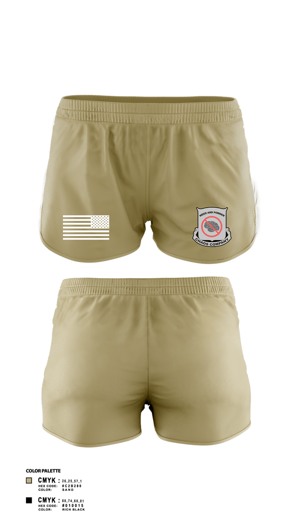 Women's Shorts, Weed and Powder, Army, Teamtime, Team time, sublimation, custom sports apparel, team uniforms, spirit wear, spiritwear, sports uniforms, custom shirts, team store, custom team store, fundraiser sports, apparel fundraiser