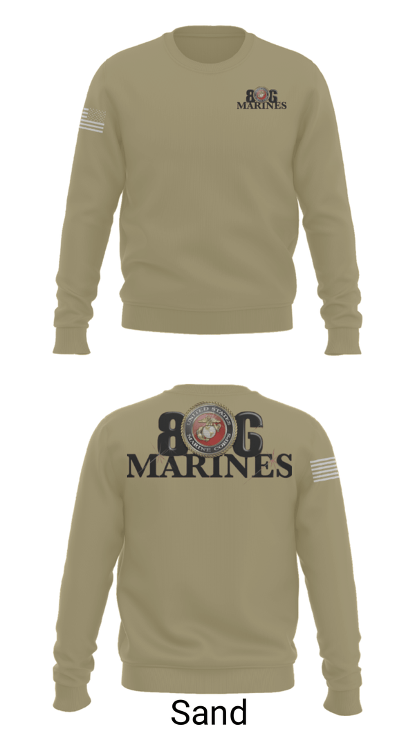 Crew Neck Sweatshirt, 806 Marines, Marines, Teamtime, Team time, sublimation, custom sports apparel, team uniforms, spirit wear, spiritwear, sports uniforms, custom shirts, team store, custom team store, fundraiser sports, apparel fundraiser